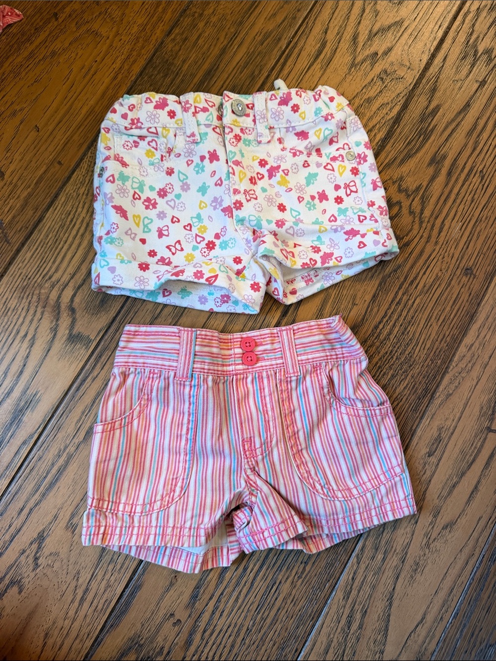 Jordache White Kids Floral & Heart Print Shorts - Pink, Yellow, Mint